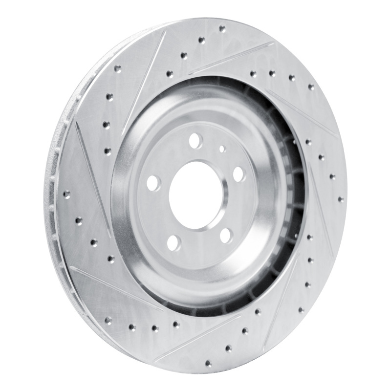 Porsche Macan Brake Rotor (1) - Rear Left - R1 Concepts - Drilled & Slotted - Silver - `15-`18